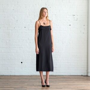 Apiece Apart Black Midi Silk Dress